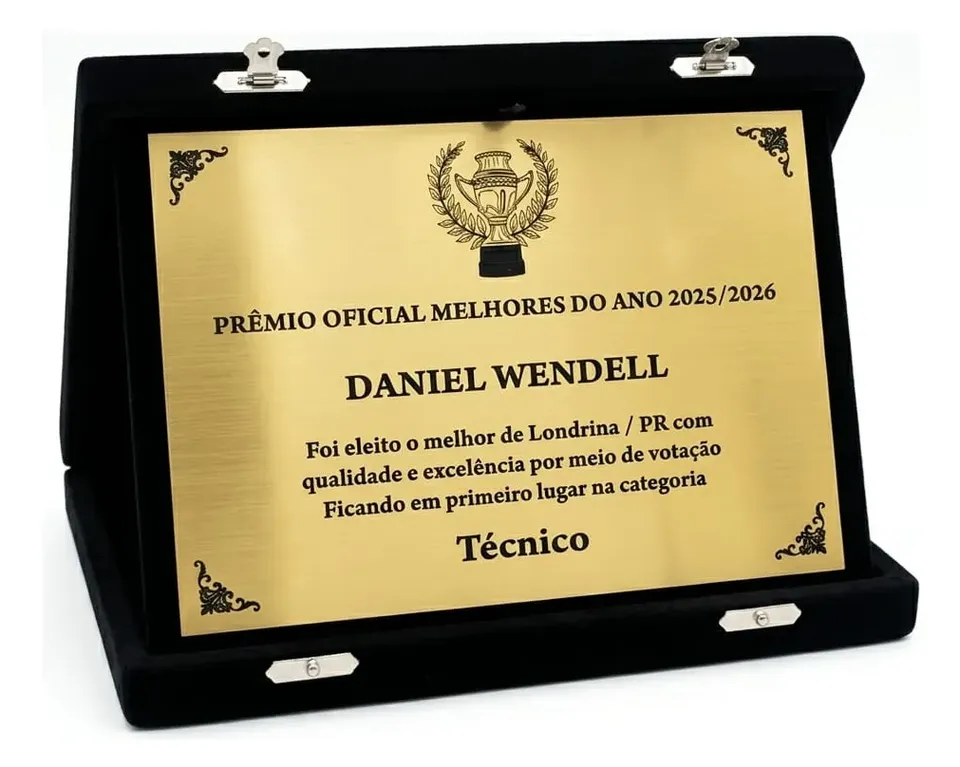 Placa de homenagem personalizada com estojo de veludo